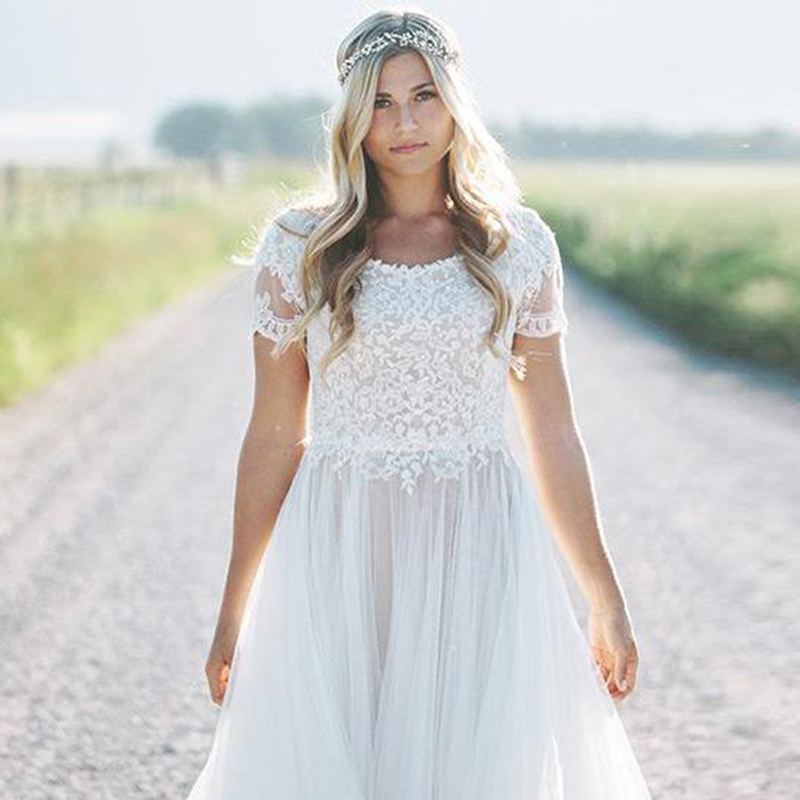 Vestido Boho Wedding Dress Lange Jurken Robe Longue Robe de Soiree Simple Robe de Soiree Bride Lace Dresses kl￤nningar