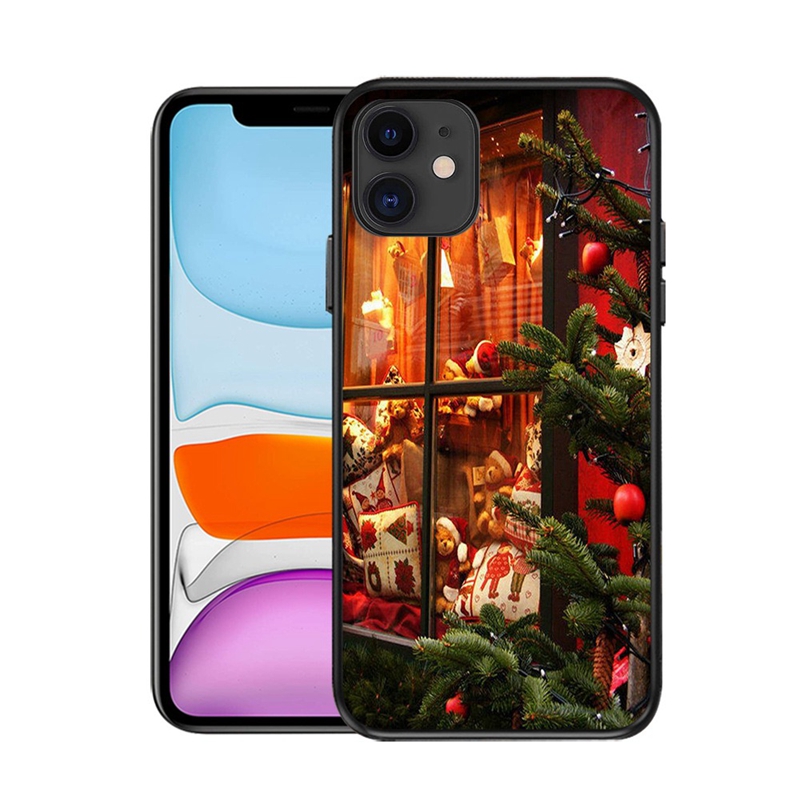 Julgranfodral för iPhone 15 14 Plus Pro Max 13 12 11 XS Max XR X 8 7 6 iPhone15 Xmas Santa Claus 1,5 mm Soft TPU Merry Present Hat Snowman Söt härlig svart telefonomslag