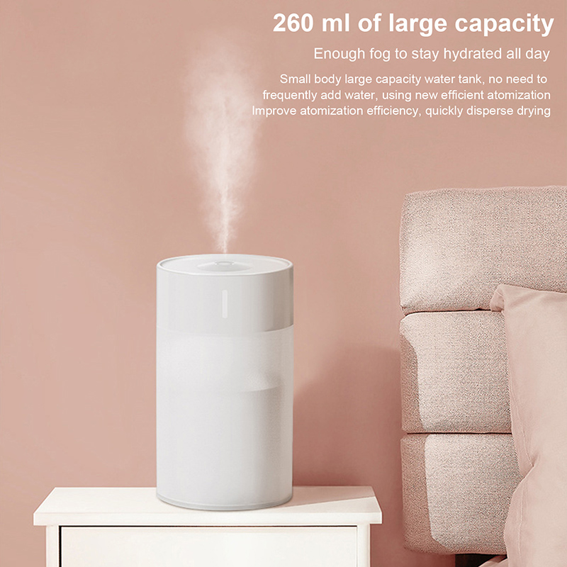 260ml Portable Air Humidifiers Mini Aroma Oil Diffuser USB Cool Mist Sprayer with Colorful Soft Night Light for Home Car Purifier