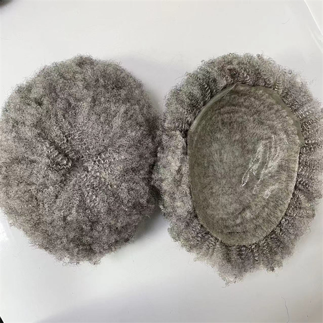 Capelli umani vergini indiani 6 mm afro onda 1b/nodi di colore grigio peli unit￠ pura per uomini