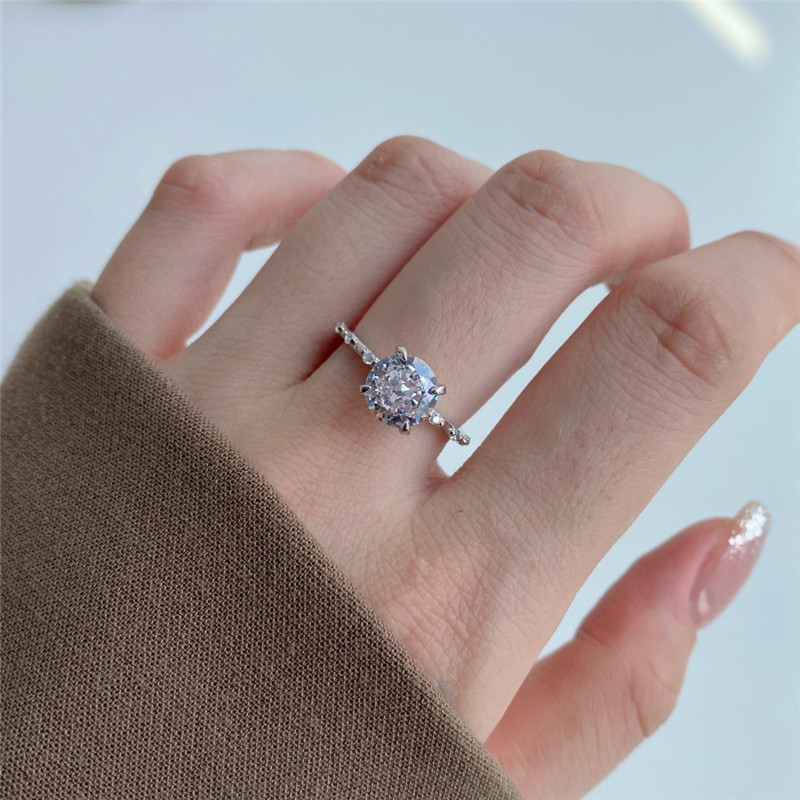 Amour éternel Wed Heart Ring Designer pour femme réel 925 en argent sterling bijoux de luxe 8A zircone cubique rond ovale diamant fiançailles de mariage bagues pour femmes boîte-cadeau