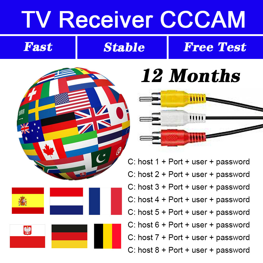 Satellite Receiver Accessories Cccam Dvb S2 Europe Clines 8 Line For Poland Portugal Germany 2022
