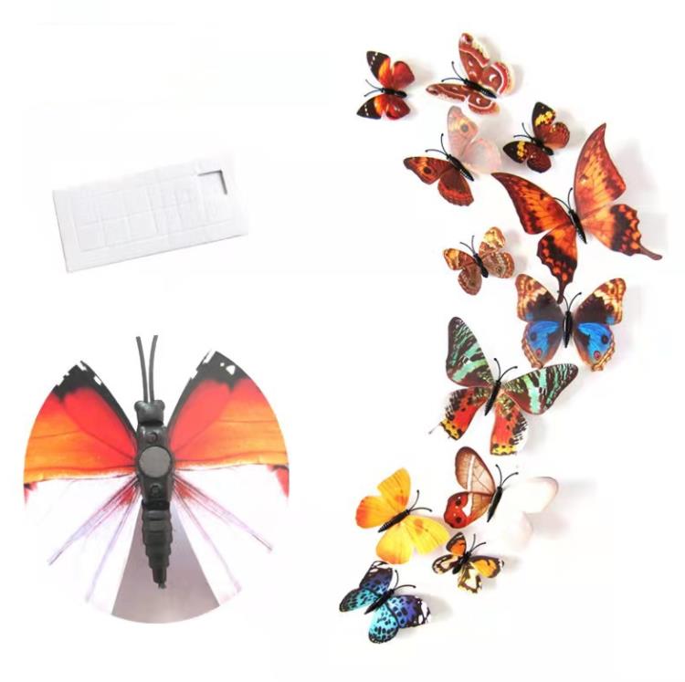 12 Stück 3D-Schmetterlings-Wandaufkleber, PVC-Simulation, stereoskopischer Schmetterling, Wandaufkleber, Kühlschrankmagnet, Kunstaufkleber, Kinderzimmer, Heimdekoration, SN340