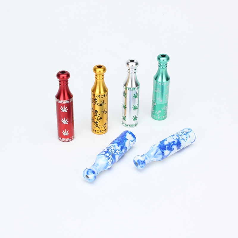 Tubi fumatori Mini borsa in lega di alluminio vaso fiori piccolo tubo portasigarette con stampa in ceramica