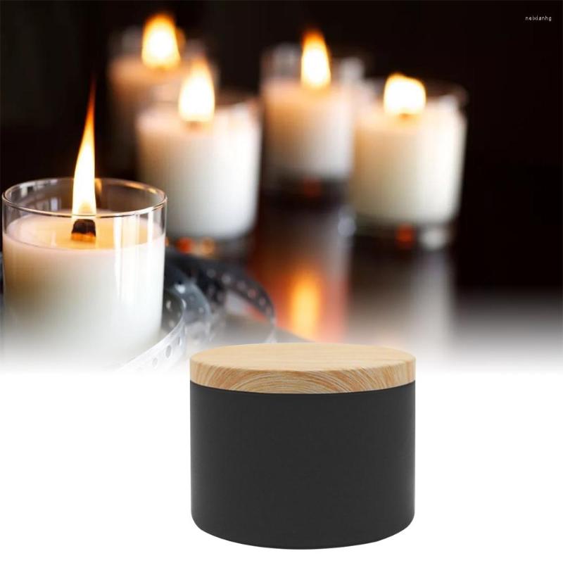 Garrafas de armazenamento 8oz vela lata pacote com tampas granel diy preto recipientes jar para fazer velas artes artesanato presentes2192