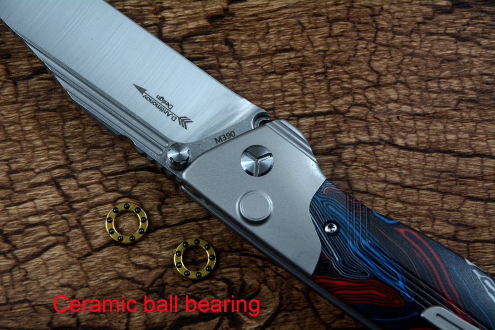 Y-START M390 Blade Pocket Knives Fast Open Ceramic Ball Bearing Washer TC4 Titanium Handle Outdoor Gift Hunting Folding Knife LK5029