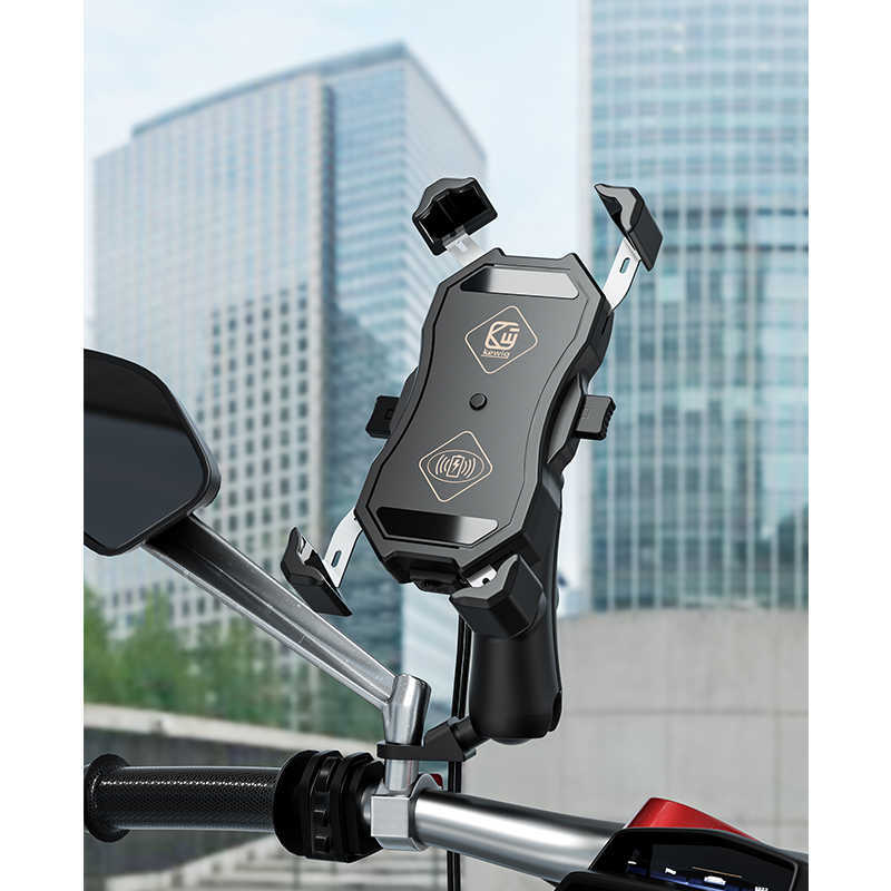 Auto waterdichte motorfiets telefoonhouder 15W Qi draadloze oplader Stand QC3.0 USB snel opladen Zelfvergrendeling Bracket mobiele telefoonhouder