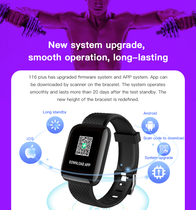116plus Watches new fitness tracker wrist bracelet band heart rate Call Message Push Pedometer smart watch