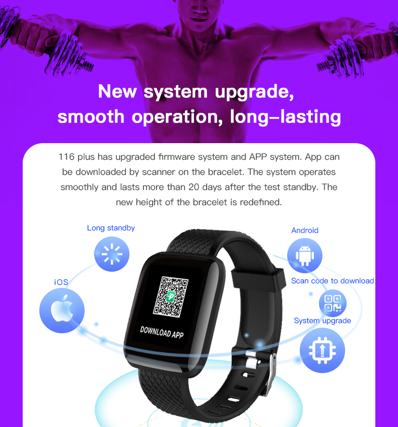 116plus Smart Watch Men Blood Pressure Waterproof Smartwatch Women Heart Rate Monitor Fitness Tracker Watch Sport For Android IOS