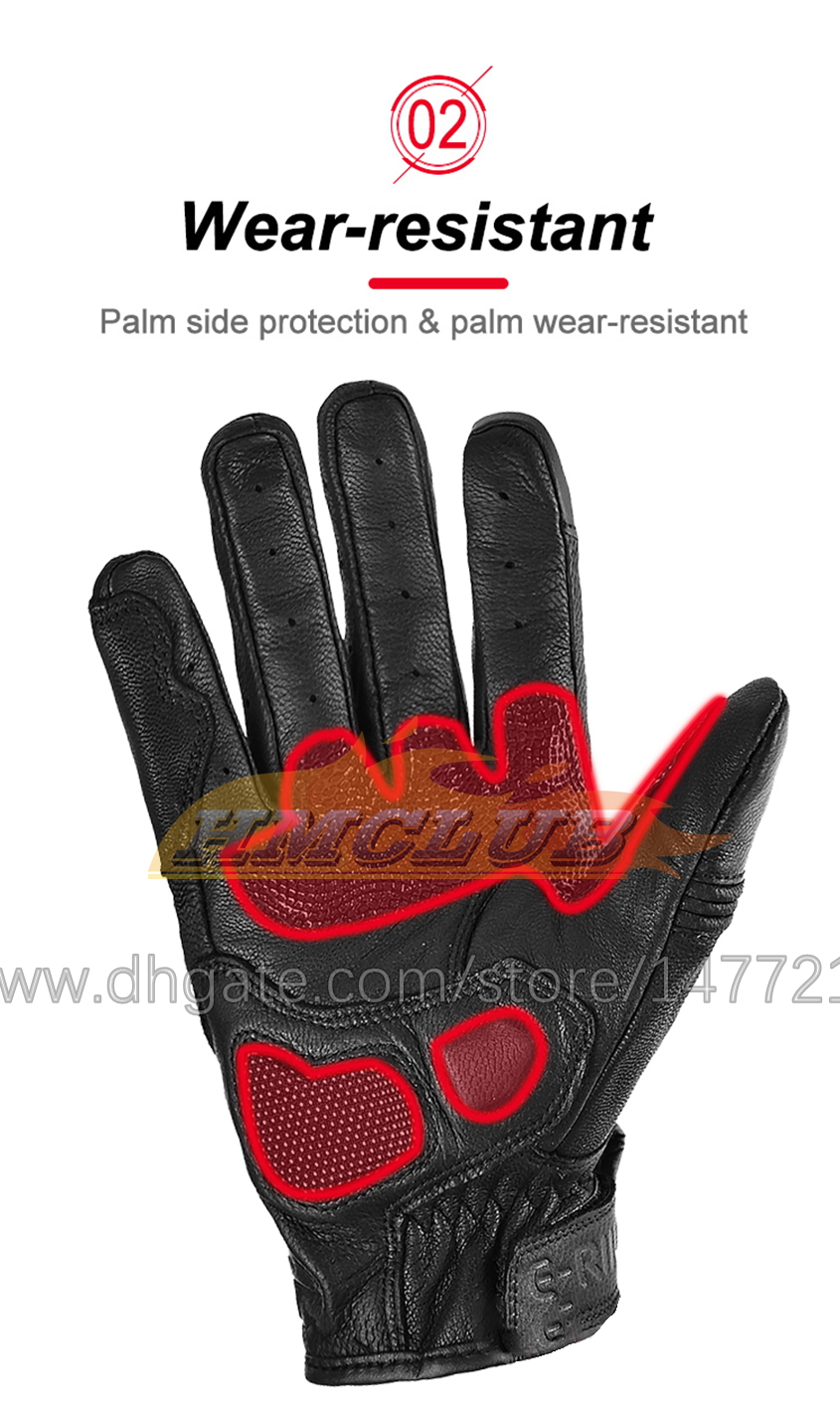 ST428 2021 New Vintage Motorcycle Gloves Cafe Racer Retro Leater Leather Gloves Motocross Gloves Touch Screen Motorbike Risto Guantes Moto