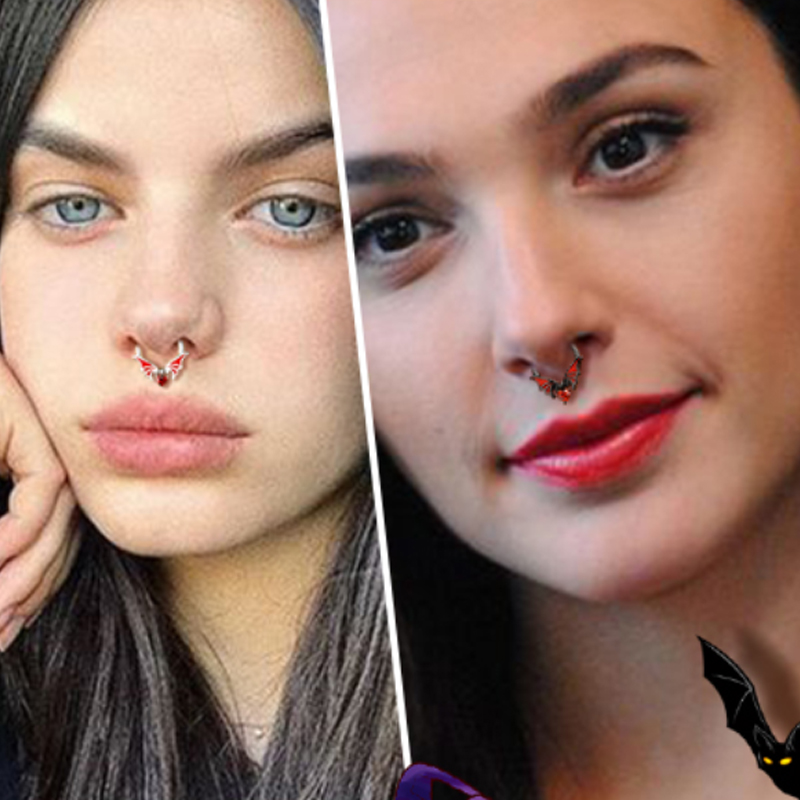 16G Yarasa Septum Hýzma Zirkon Vücut Kıkırdak Tragus Küpe Cerrahi Çelik Yarasa Piercing Takı Kadın Erkek için