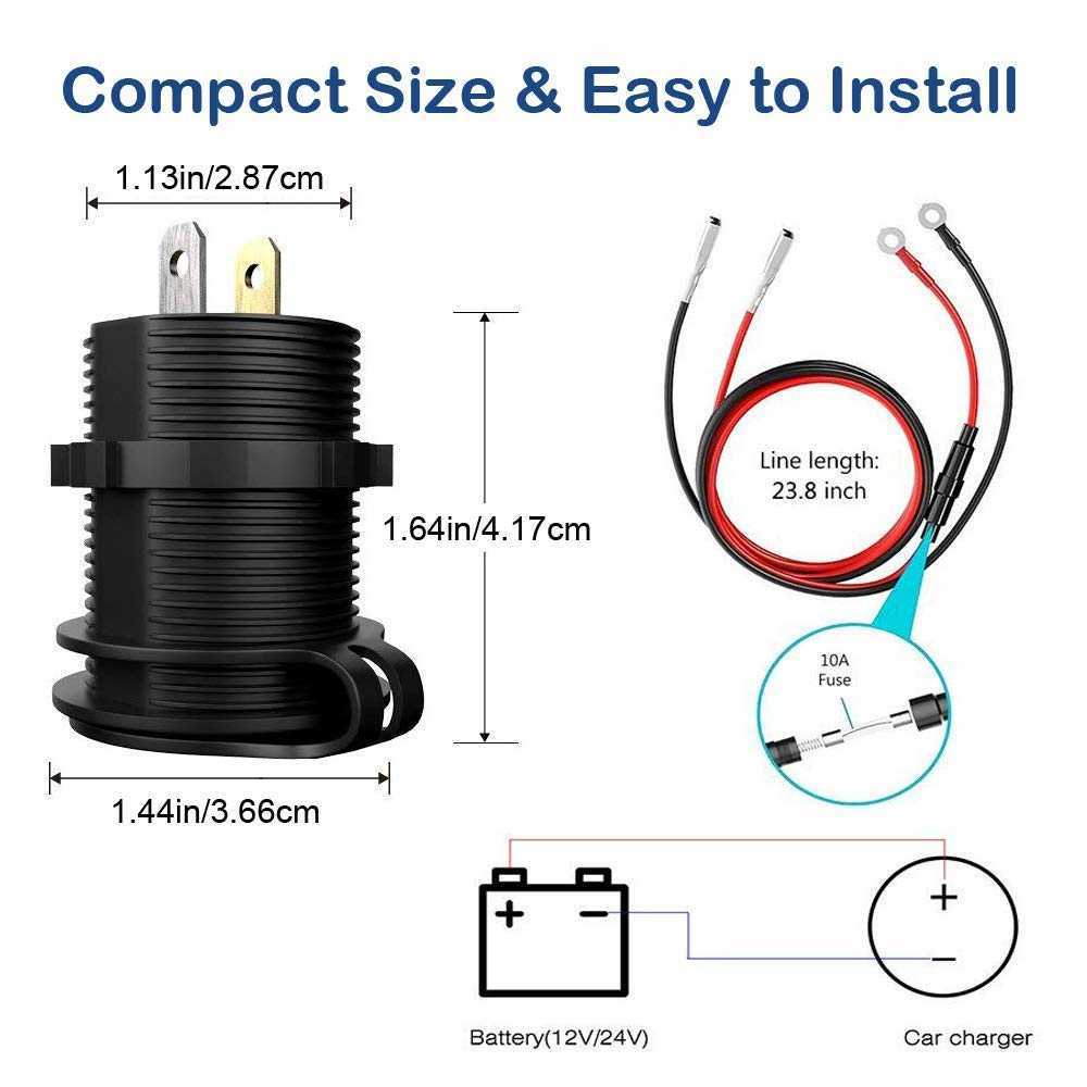 Araba 12V Hızlı Şarj QC3.0 USB SUV Şarj Cihazı Su Geçirmez 36W Tip C Tip Pd Out LED voltmetre kapalı güç anahtarıyla hızlı şarj cihazı