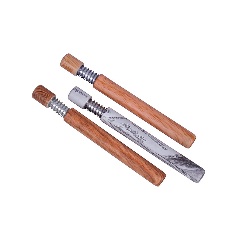 Smoking Colorful Wood Grain Spring Aluminium Alloy Filter Mini Handpipes Dry Herb Tobacco Catcher Taster Bat One Hitter Smoking Cigarette Dugout Holder