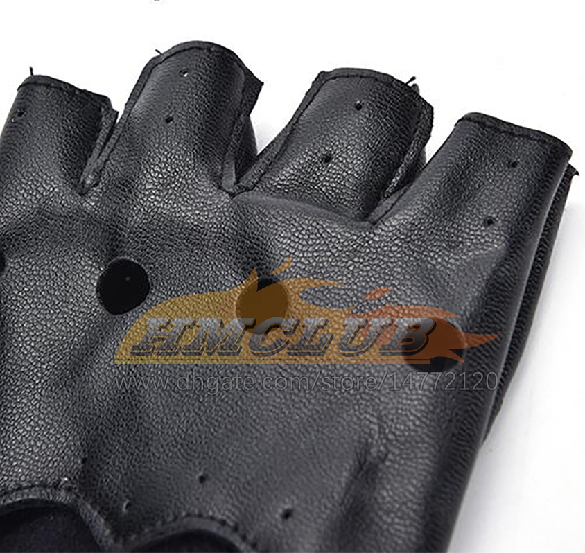 ST441 e Punk Hip-hop PU noir demi-doigt gants en cuir carré ongles mode main plus chaud hiver gants chaud sans doigts