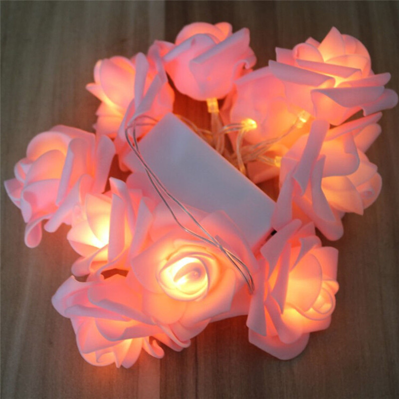 Rose Flower LED String Lights Artificial Flower Bouquet Garland for Wedding Valentine's Day Christmas Party Decoration