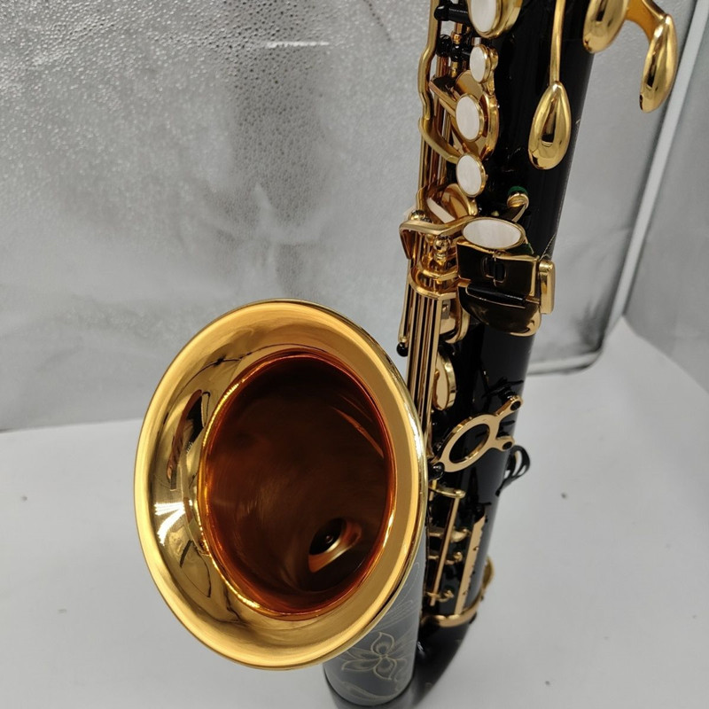 Sassofono tenore personalizzato Nero Nuova chiave dorata bB Sax tenore che suona professionalmente Strumento musicale con bocchini astucci