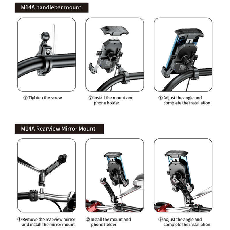 Car Bicycle Phone Holder Handlebar Mirror Mount Clip Bracket Motorcycle Bike Cellphone Clamp Stand For iPhone 12 Samsung S10 Plus