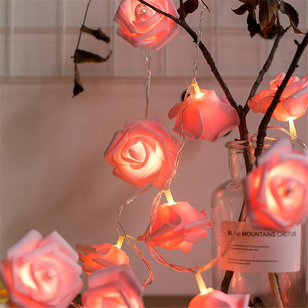 USB/batterij aangedreven Rose Flower LED -lichten Lichten kunstmatige bloemboeket Garland voor vakantie bruiloft Valentijnsdag kerstfeestdecoratie