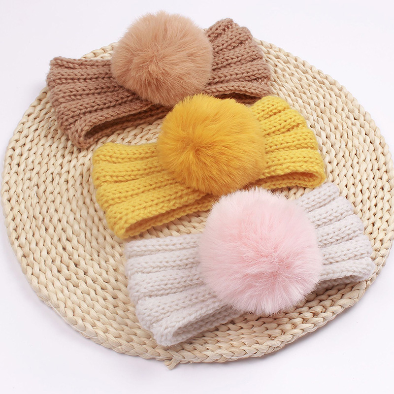 2 pièces hiver bébé chapeau bandeau ensemble pompon infantile bandeau arc bébé Turban chapeaux enfants bonnet enfant en bas âge casquette pour filles garçon accessoires