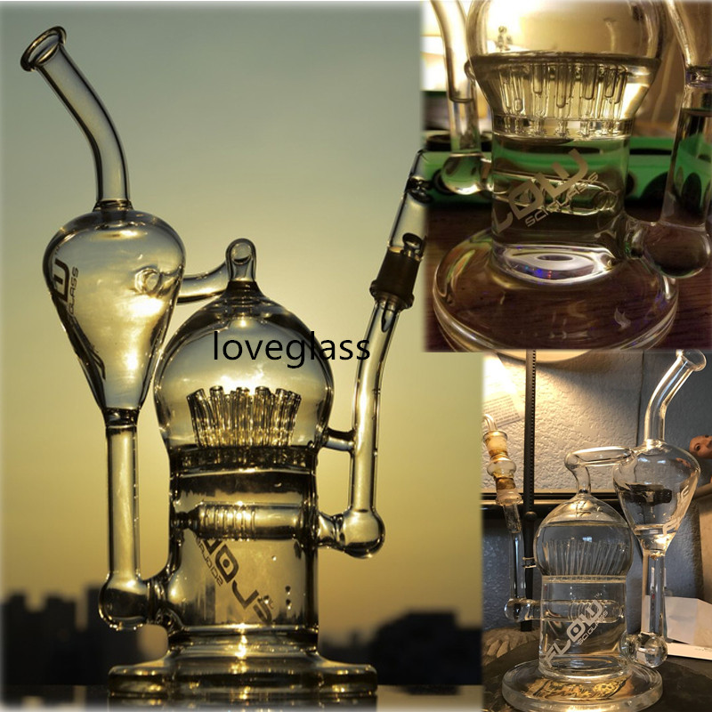 Heady Glass Water Bongs Hookahs Glass Water Pipe Recycler Sprinkler Perc Glass Oil Rigs Dab Bongs com junta de 14 mm