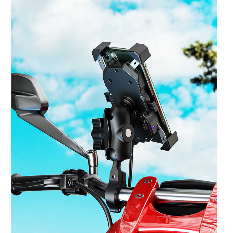 Cartão de moto à prova d'água do carro 15W Stand de carregador sem fio qi QC3.0 USB Charging Self -Bracket Suporte de celular de travamento automático