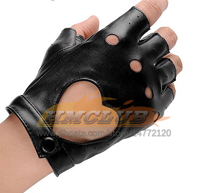 ST441 e Punk Hip-hop PU noir demi-doigt gants en cuir carré ongles mode main plus chaud hiver gants chaud sans doigts