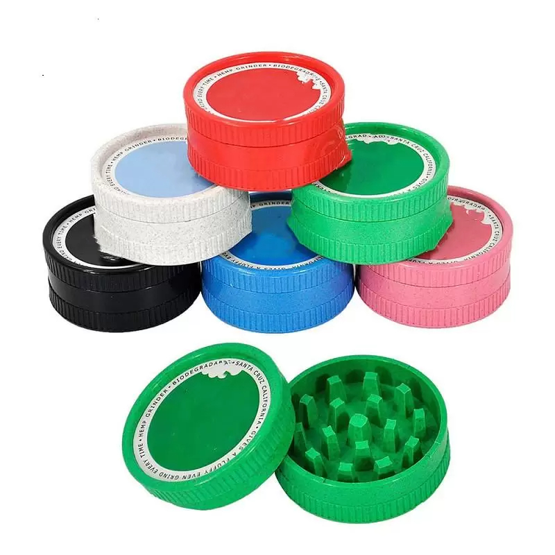 2 lagen rookgloop kruid tabakskruiden breker 56 mm plastic grinder met schraper plat concave met 6 kleuren