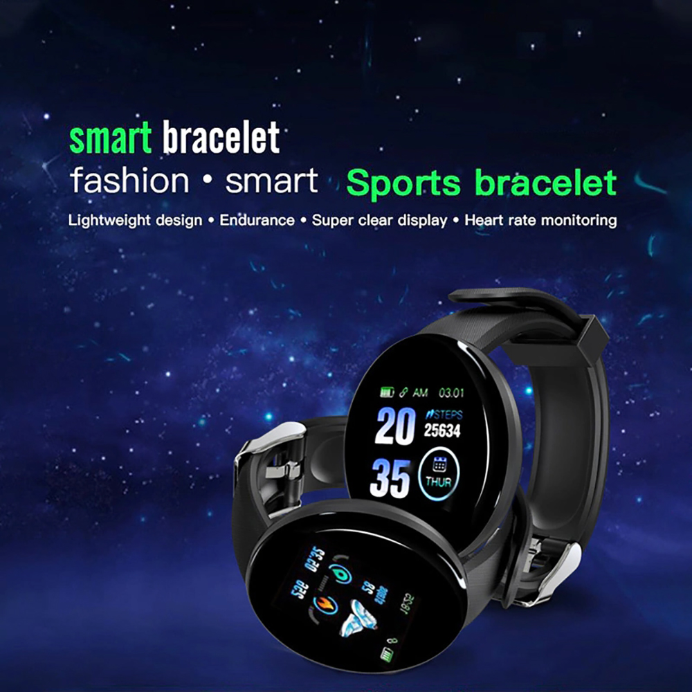 D18 스마트 시계 남성 여성 혈압 Smartwatch 스포츠 트래커 보수계 SmartWatches 방수 SmartBand