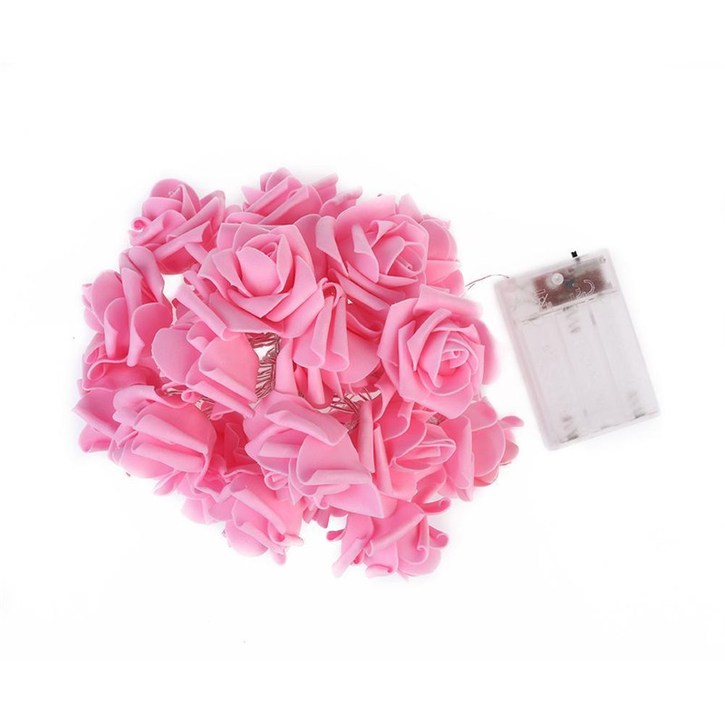 Guirlande lumineuse LED avec roses alimentées par USB/batterie, bouquet de fleurs artificielles pour vacances, mariage, Saint-Valentin, fête de Noël, lampe de décoration