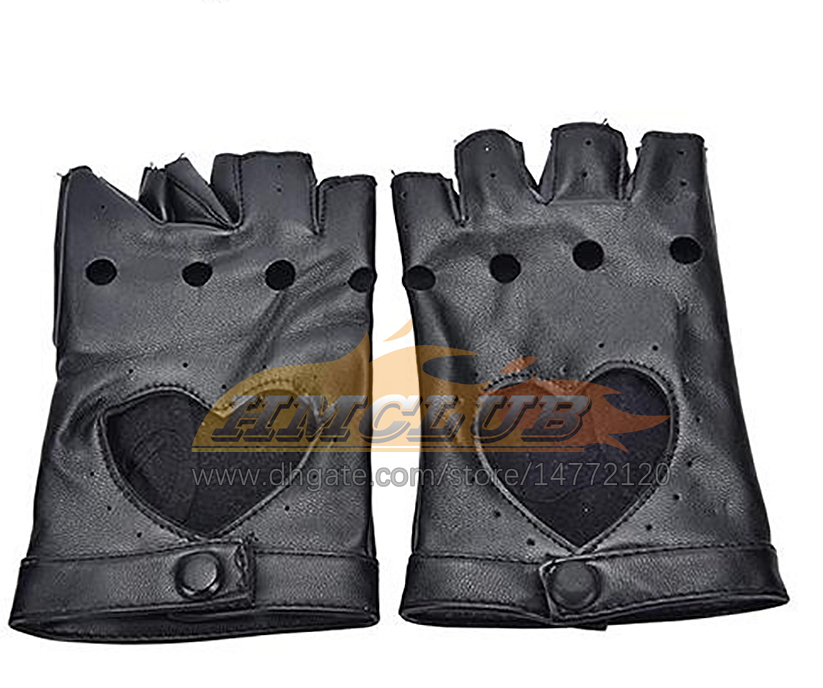 ST441 e Punk Hip-hop PU noir demi-doigt gants en cuir carré ongles mode main plus chaud hiver gants chaud sans doigts