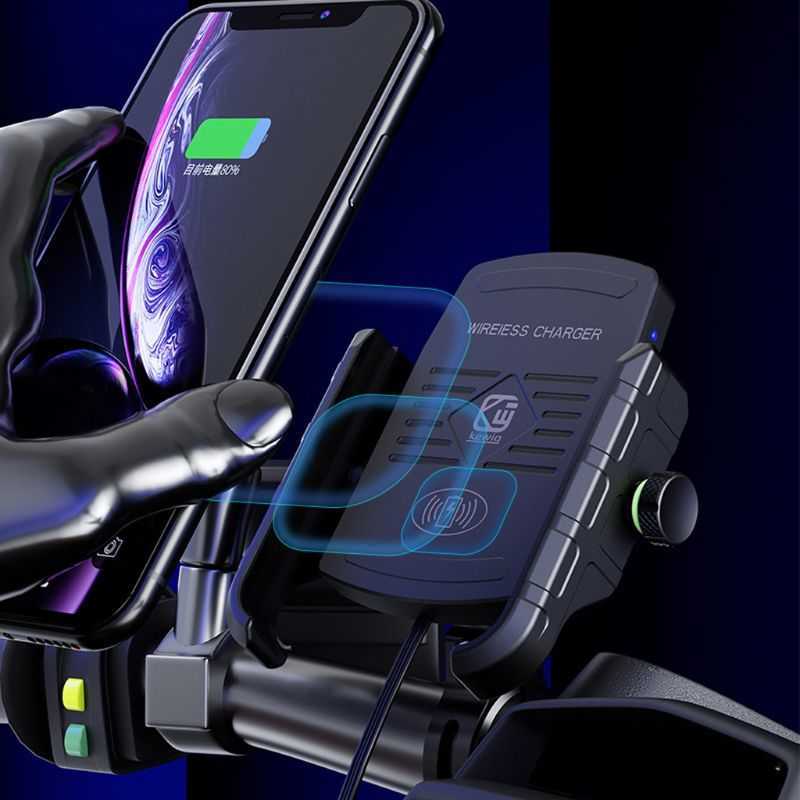 Car Motorcycle Mobile Phone Holder With USB Charger QC 3.0 Wireless Charger Motorbike Mirror GPS Stand Bracket Phone Mount Support