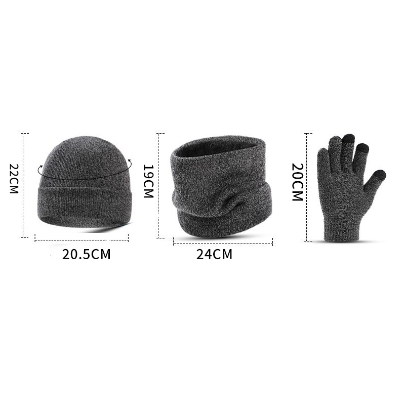 Casual Winter Warm Velvet Hat Scarf Gloves Set For Men Women Outdoor Riding Hat Beanies Neck Protection Cap 