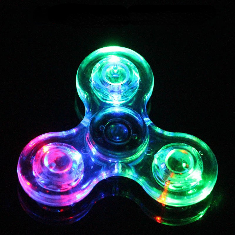 Fidget Toys Spinner Kids Antistress Opuszki palców Ręka zabawka Spinners Dzieci Kryształ z lekką nocą przezroczystą LED LUMINY DECOMPRESPRESPESPresy