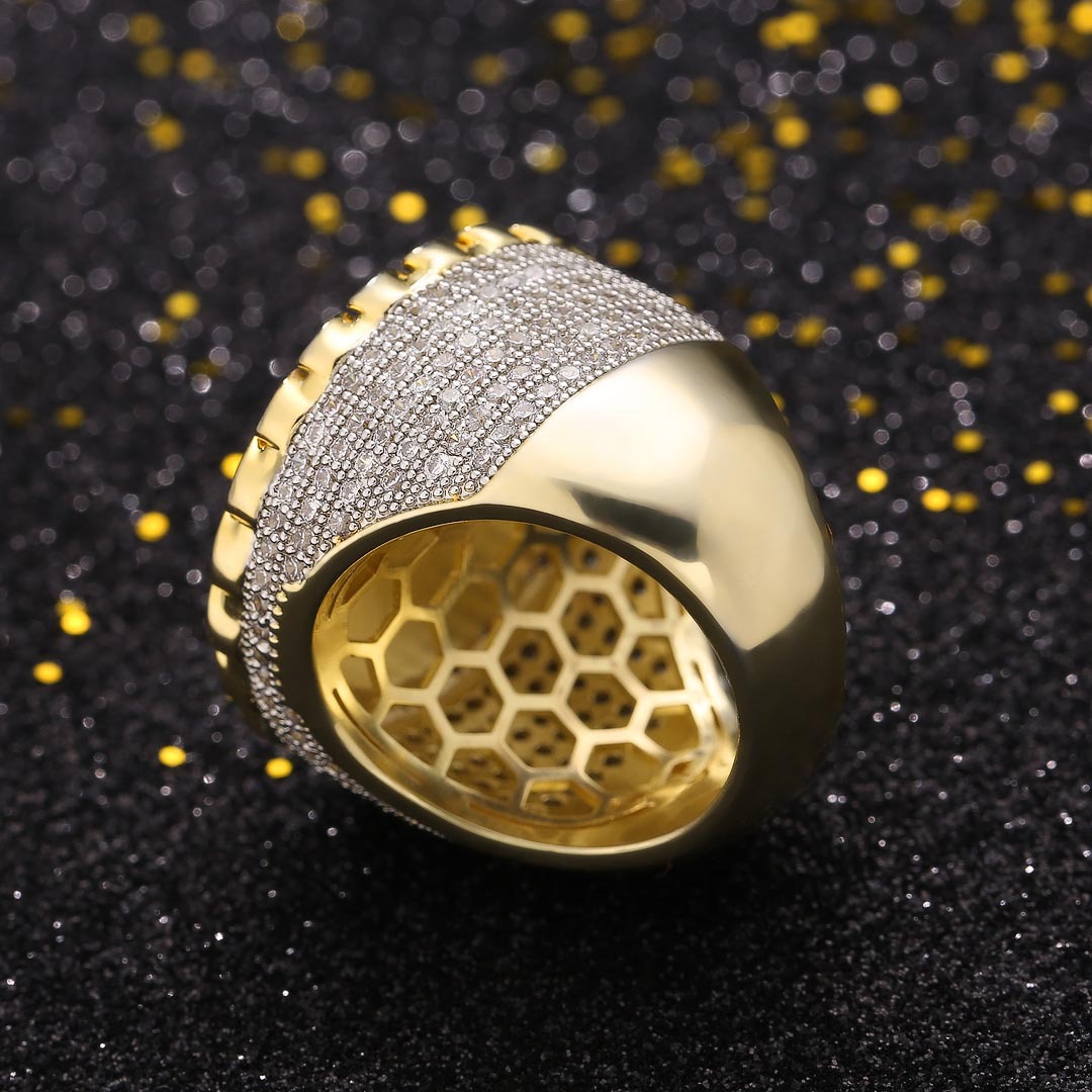 Hip Hop Casting Jesus Religiöse Ringe leuchten 18K Real Gold Platted Cubic Zircon Diamond Finger Ring Schmuck Schmuck