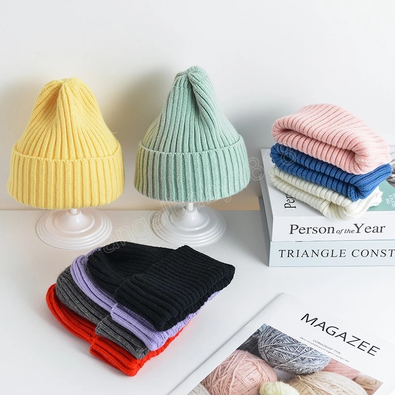 Hiver bébé filles doux bonbons couleurs bonnet à tricoter garçons enfants belle doux extérieur chaud chapeau enfants mode chapeau