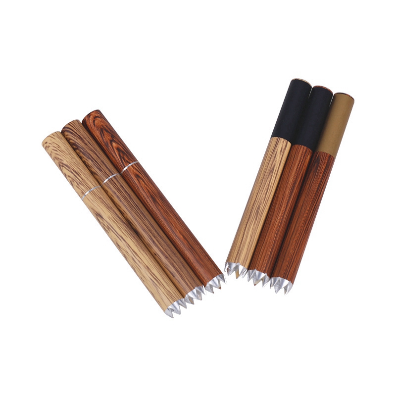 Nice Smoking Colorful Wooden Grain Aluminium Pipes Dry Herb Tobacco Catcher Taster Bat One Hitter Cigarette Filter Holder Mouthpiece Dugout Tube Tooth Digger Tip