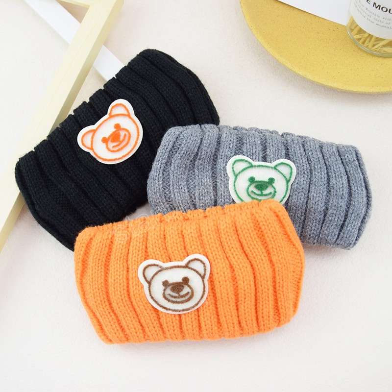 Tête d'ours tricot bandeau dessin animé mignon Animal bandeaux femmes filles chapeaux automne hiver large Turban bandeau laine cheveux bande