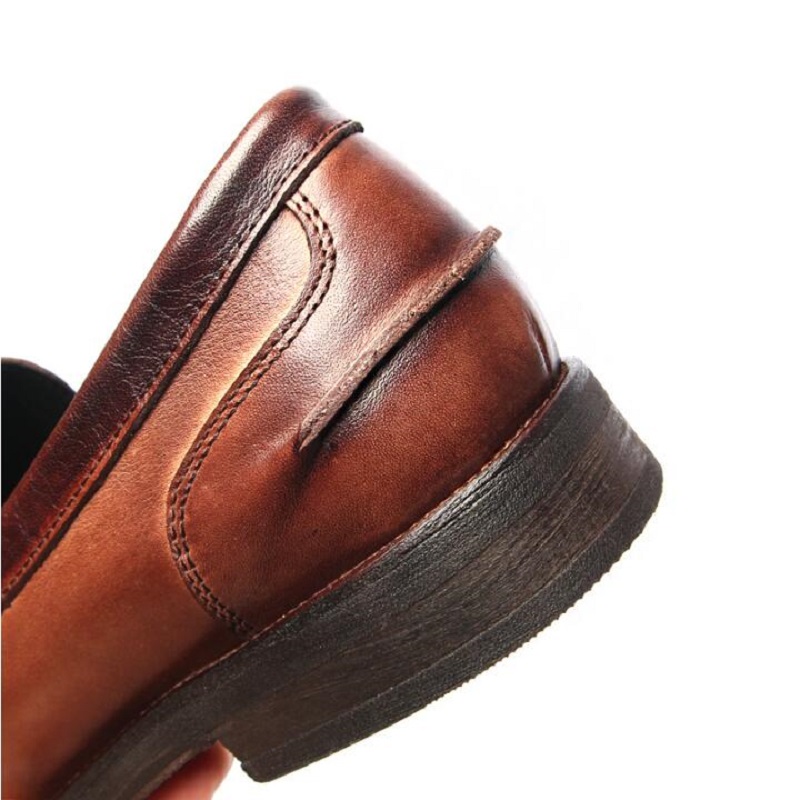 Luxury British Retro Men Shoes Genuine Leather Soft Sole Business Dress Formal Loafers Men Flats Breathable Moccasins Da010