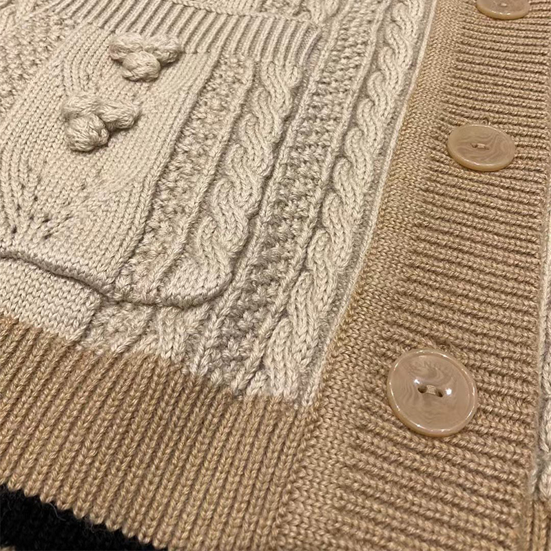 Chandails pour femmes Cardigan en V V Twough Fried Twough 100% laine l￢che ￩dition ￩paissie de loisirs mignons hiver