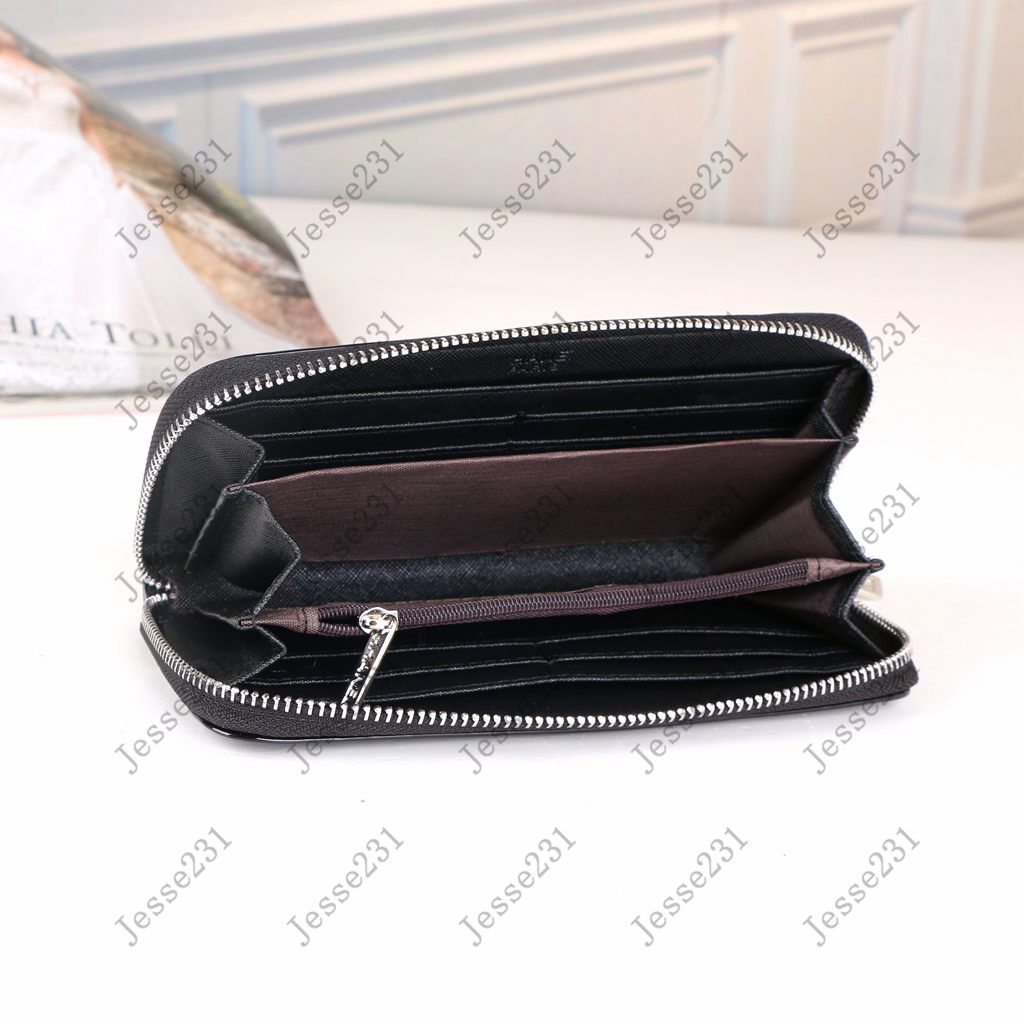 Carteiras Clássicas de Designer Carteira Feminina Masculina de Couro Bolsa com Zíper Único Porta-cartões Longos Porta-moedas Carteiras Femininas Clutch 7 cores