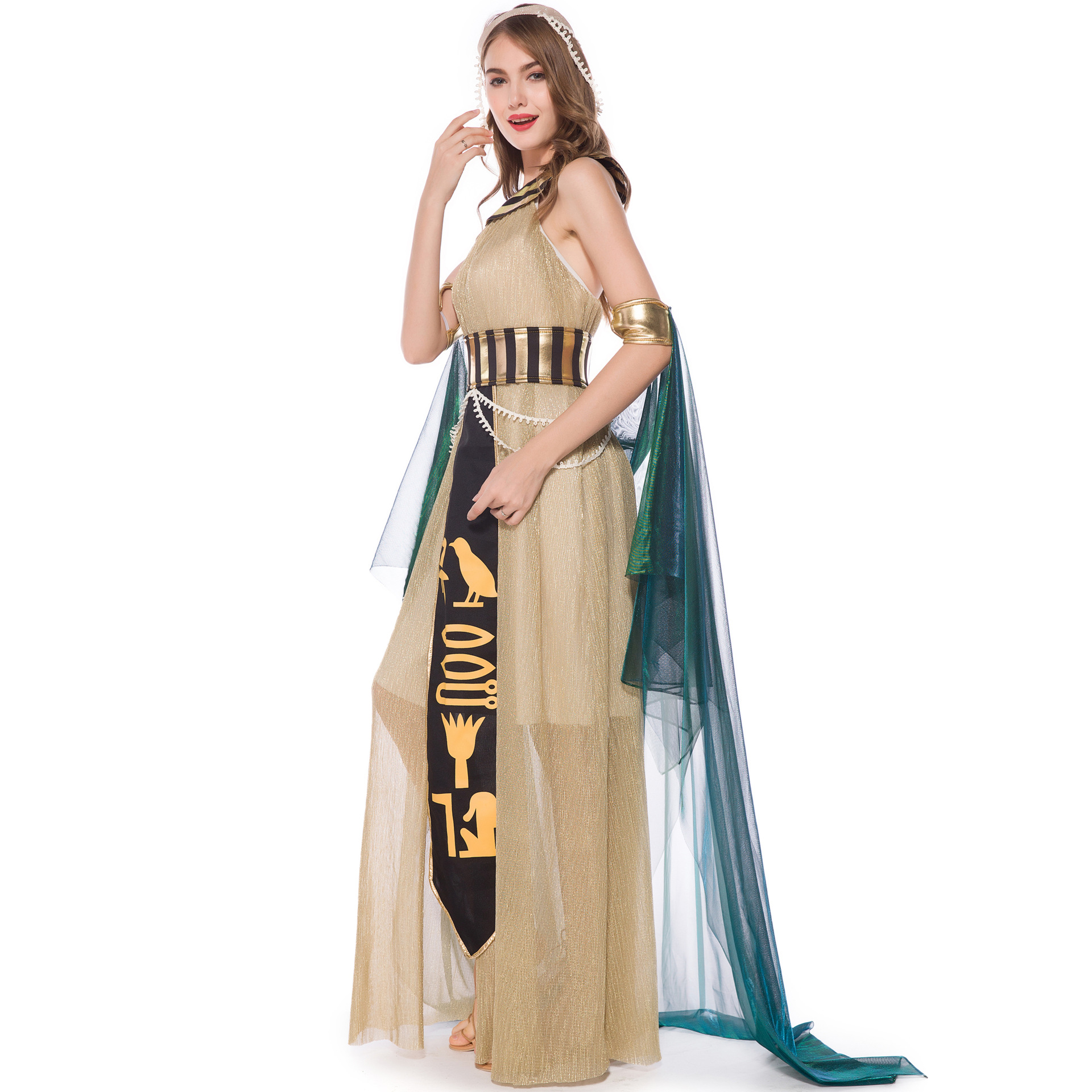 Halloween Party Theme Costume Women's Cosplay Cape Greek Goddess Princess Ball Dress Cos Egyptian Queen