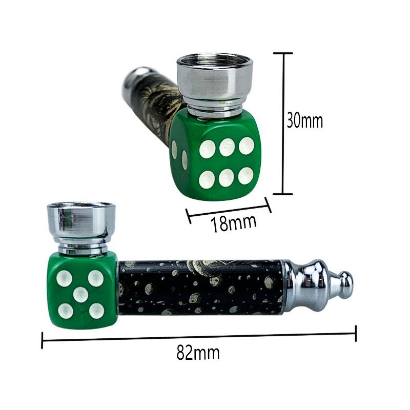 Colorful Dice Style Zinc Alloy Portable Smoking Pipe With Removable