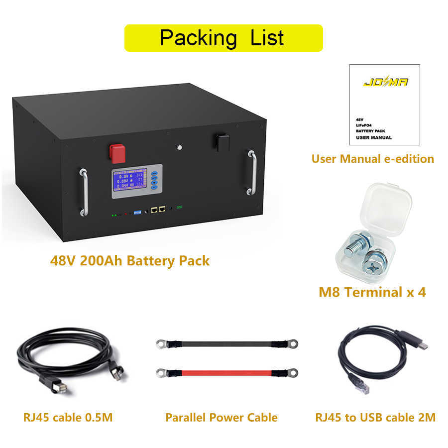 Batterie 48V 170Ah LiFePO4 51.2V 200Ah 150Ah 100Ah 16S 200A BMS Pleine Capacité 6000 Cycles avec RS485 CAN Communication