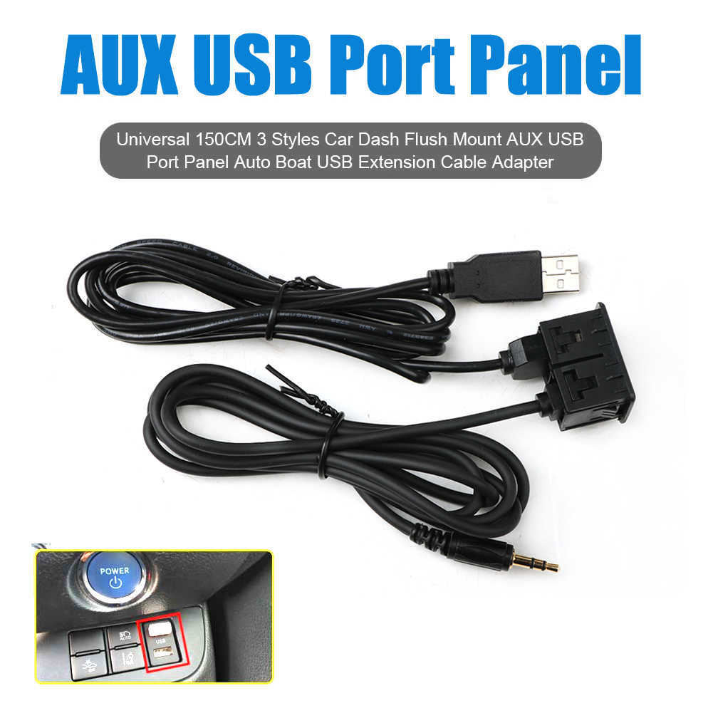 150CM 3 estilos montaje empotrado para salpicadero de coche Panel de puerto USB auxiliar adaptador de Cable de extensión Dual para barco automático para Volkswagen Toyota