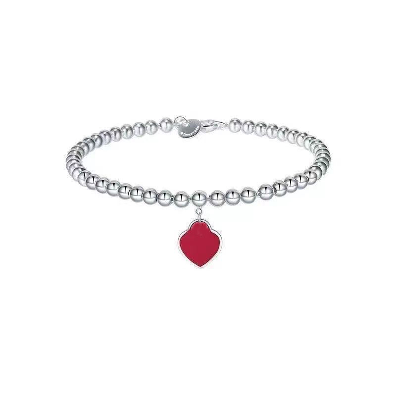 Pulsera de diseño Joyería para mujer Clásico 925 Corazón de plata Azul Rojo Rosa Colgante de tres colores Moda Cumpleaños Amor Boda Niños227p