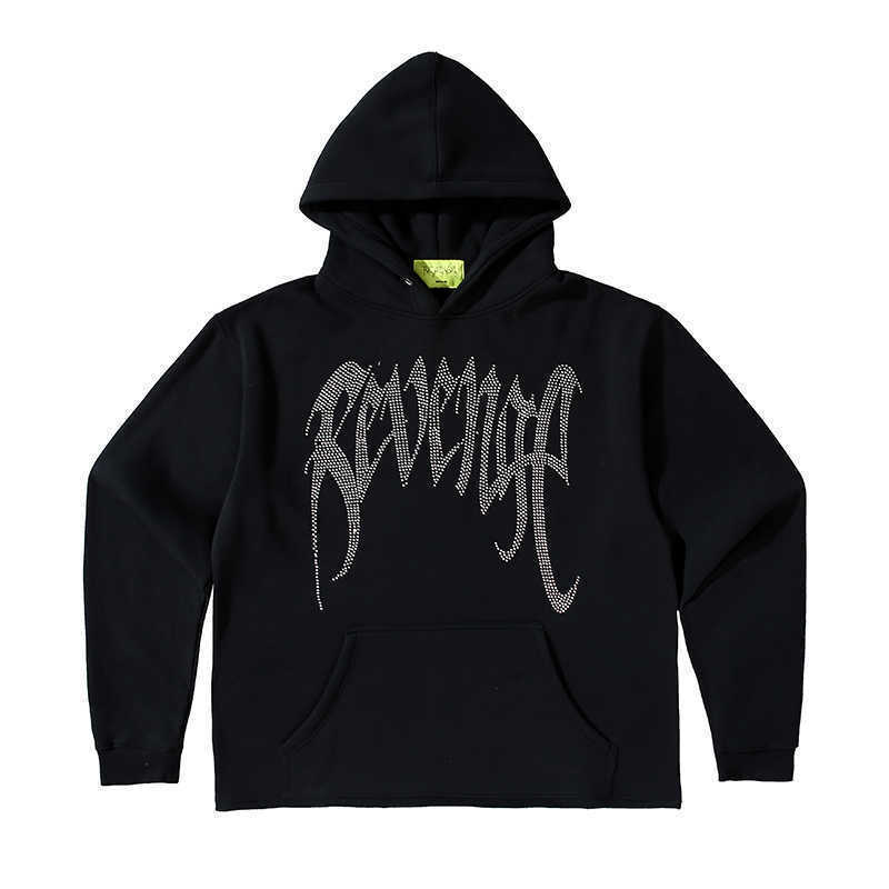 Mens Hoodies Revenge Diamond Black Hoodie Mens And Womens Plush