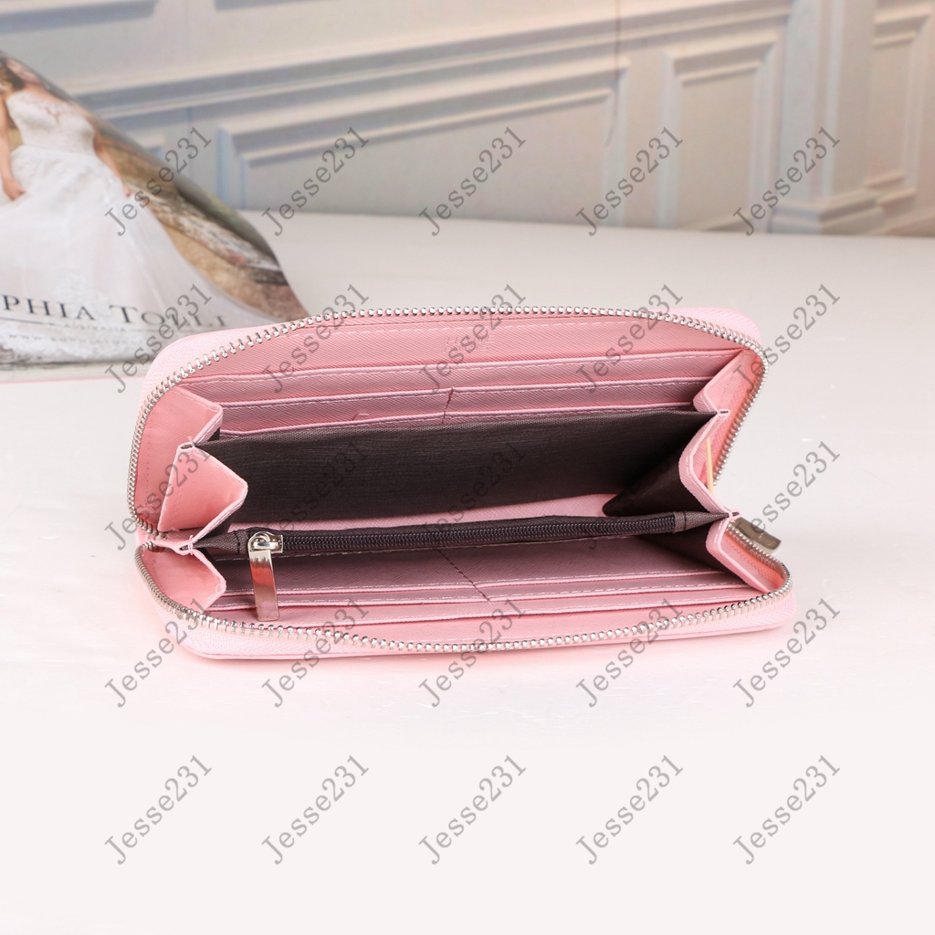 Carteiras Clássicas de Designer Carteira Feminina Masculina de Couro Bolsa com Zíper Único Porta-cartões Longos Porta-moedas Carteiras Femininas Clutch 7 cores