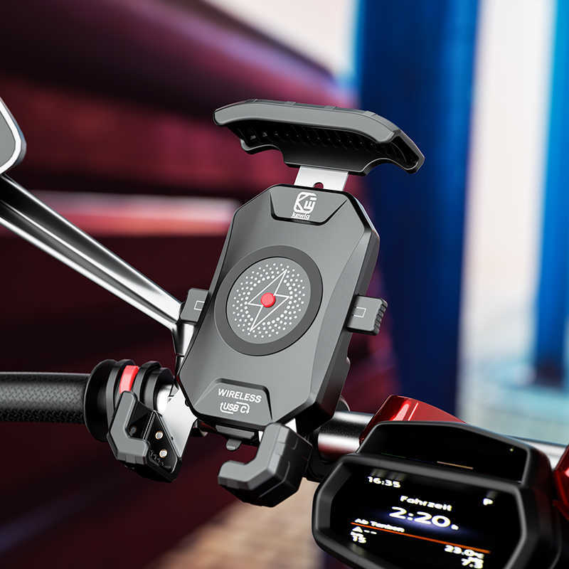 حامل الهاتف للدراجة النارية للسيارة لشركة Moto Motorbike للهاتف المحمول يدعم الهاتف المحمول حامل الشحن اللاسلكي مع شاحن QC3.0