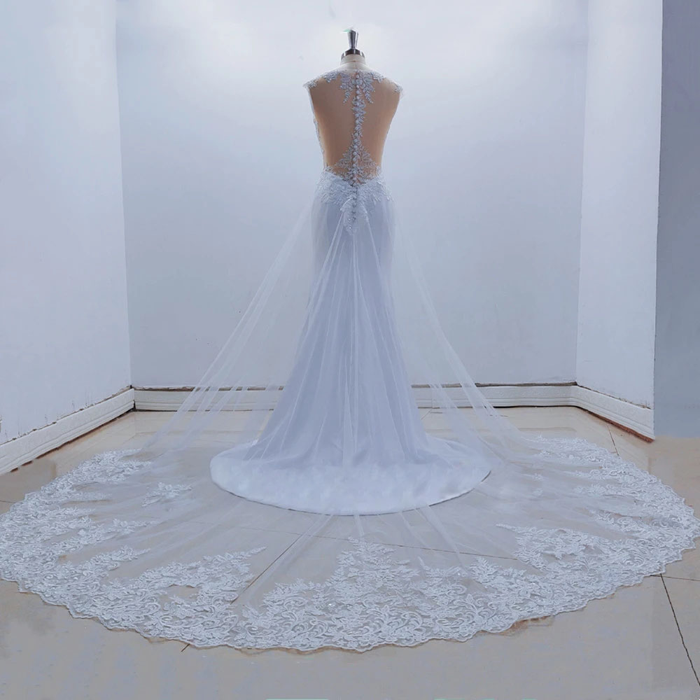 Robe De mariée sirène, Image réelle, Sexy, transparente, dos, sans manches, avec des Appliques en dentelle, robes De mariée, 2022