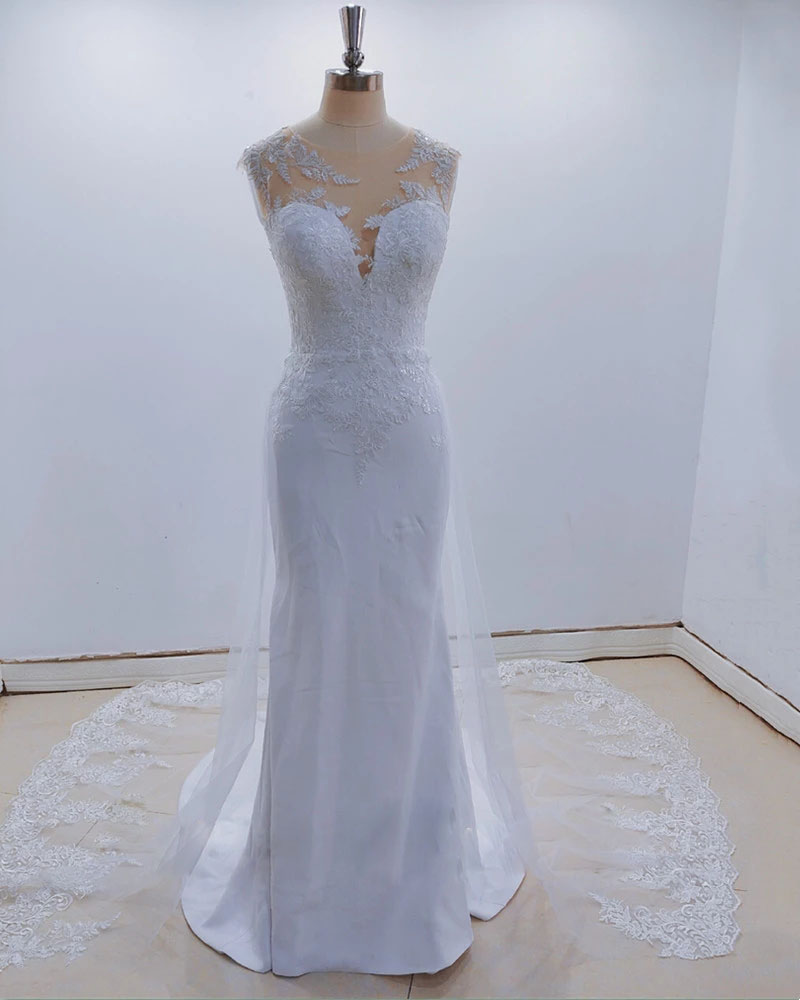 Robe De mariée sirène, Image réelle, Sexy, transparente, dos, sans manches, avec des Appliques en dentelle, robes De mariée, 2022